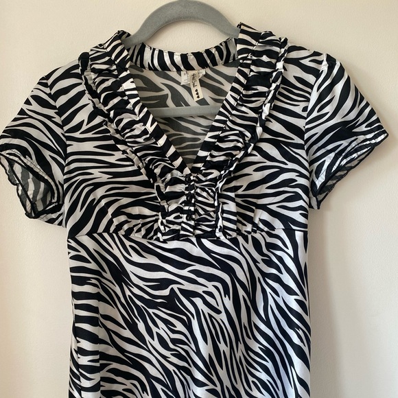 HeartSoul Y2K 2000s Zebra Print Blouse - Picture 6 of 11